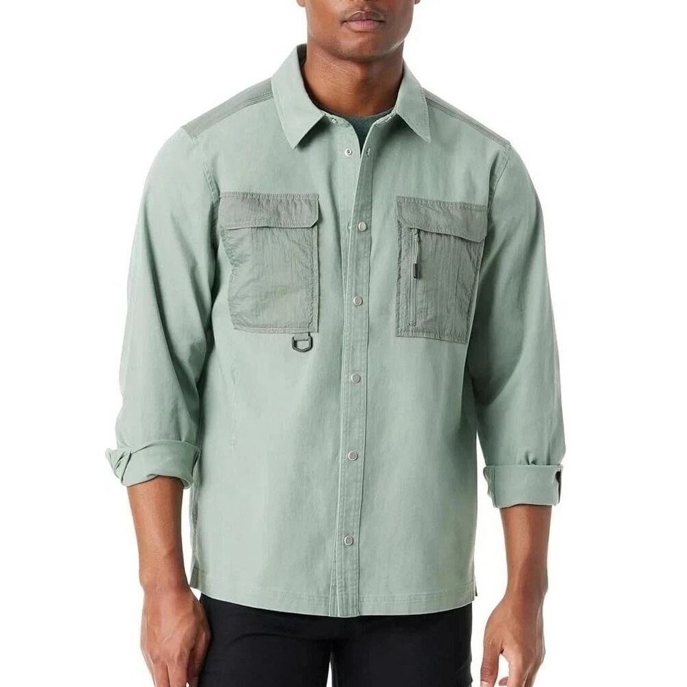 NWT Bass Outdoor Worker Shacket Men's Small Lily Pad Green Cotton Stretch Jacket